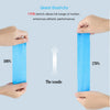 Hands demonstrate the stretch of blue kinesiology tape, showing a 170% elasticity comparison.