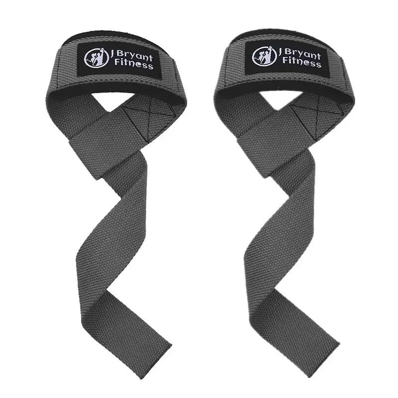 A pair of black Bryant Fitness gym wrist straps shown against a white background.