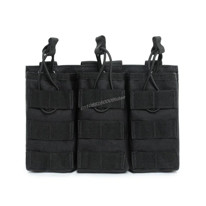 Black tactical magazine pouch designed for plate carriers
