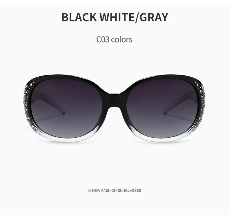 Black white gray diamond-inlaid polarized sunglasses for women