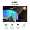 Diagram illustrating how an HD anti-glare lens filters harmful light and produces true color for sports sunglasses.