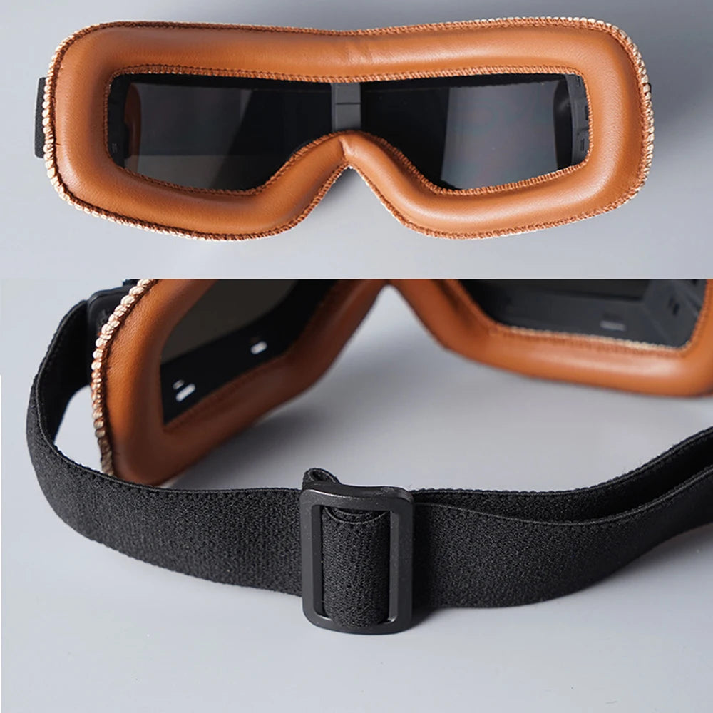 Vintage Leather Motorcycle Goggles