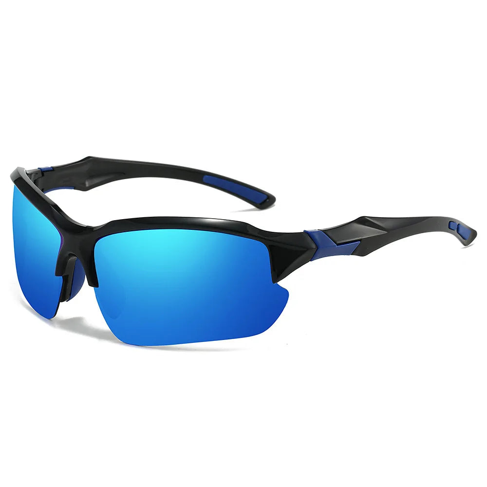 Polarized Half-Frame Sport Sunglasses with Anti-Glare Lenses