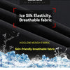 Image showing fabric displays, including Ice Silk Elasticity and Hoowlow Mens Farric, emphasizing breathable fabrics.