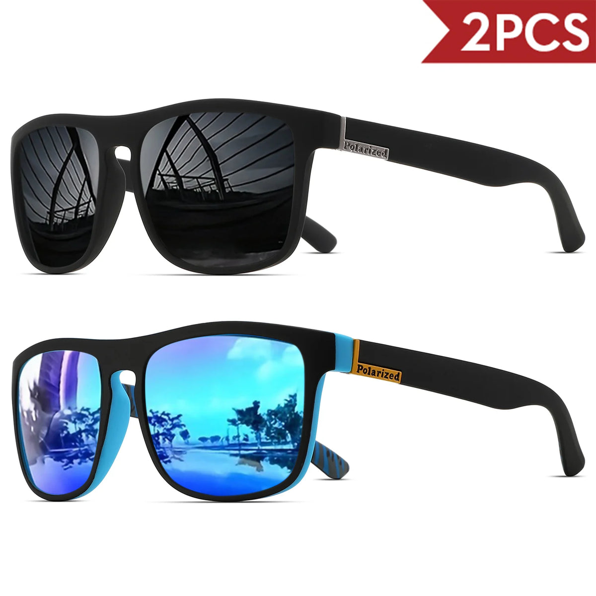 Classic Square Polarized Sunglasses - UV400 Protection for Driving, Fishing & Cycling