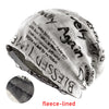 Vintage Letter Print Beanie Hat with Fleece Lining
