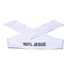 Bandeau sportif personnalisable blanc avec texte 'Jésus' imprimé