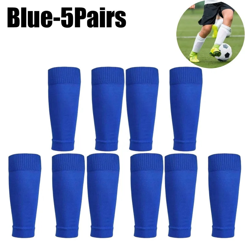 A set of five blue compression sports socks for football and team activities
