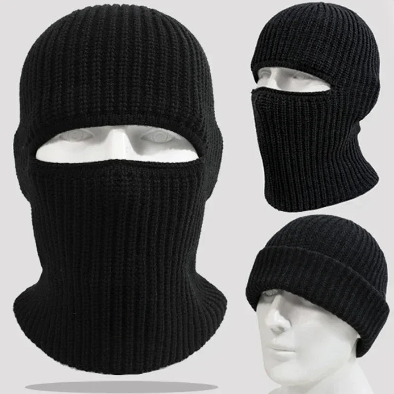 2-in-1 Knitted Balaclava Face Mask with Windproof Winter Protection