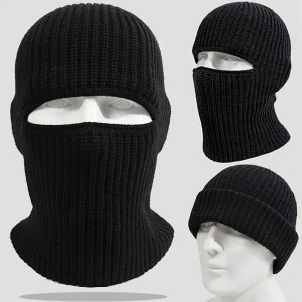 2-in-1 Knitted Balaclava Face Mask with Windproof Winter Protection