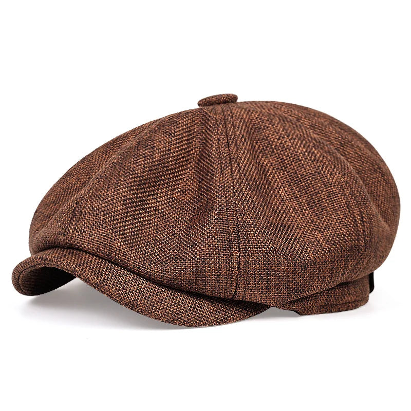 Unisex Linen Newsboy Cap – Retro Octagonal Beret