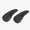 Pair of black orthopedic EVA arch support insoles for shoes shown from the side.