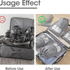 Before and after comparison of reusable non-woven shoe storage bags showing the usage effect.