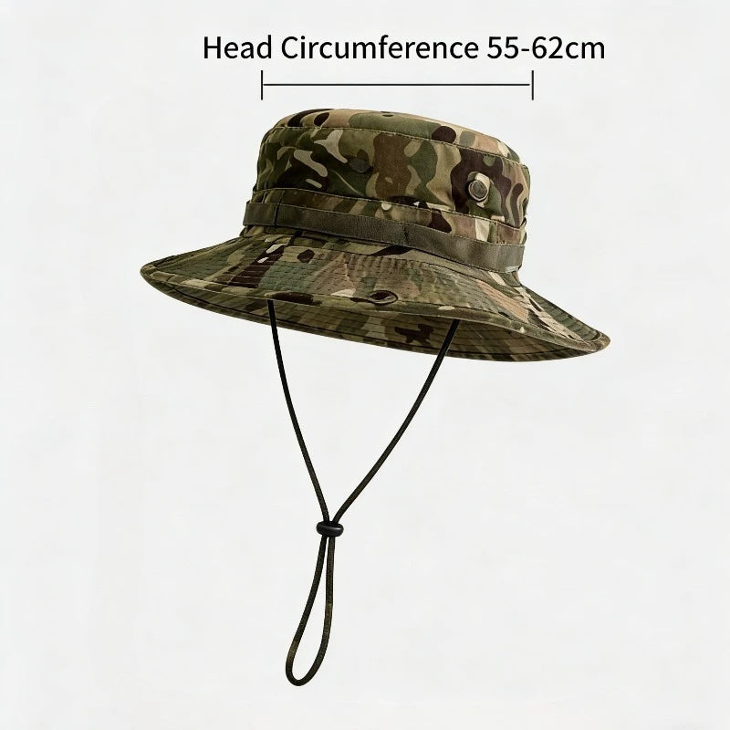 Camouflage Boonie Hat with Attached Face Mask