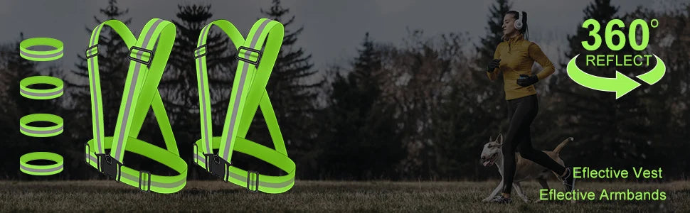 Adjustable High-Visibility Reflective Safety Vest with Wrist Straps