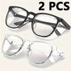 Dos pares de gafas de seguridad transparentes mostrados contra un fondo blanco.