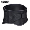 Black adjustable lower back pain support belt with a wide strap and buckle