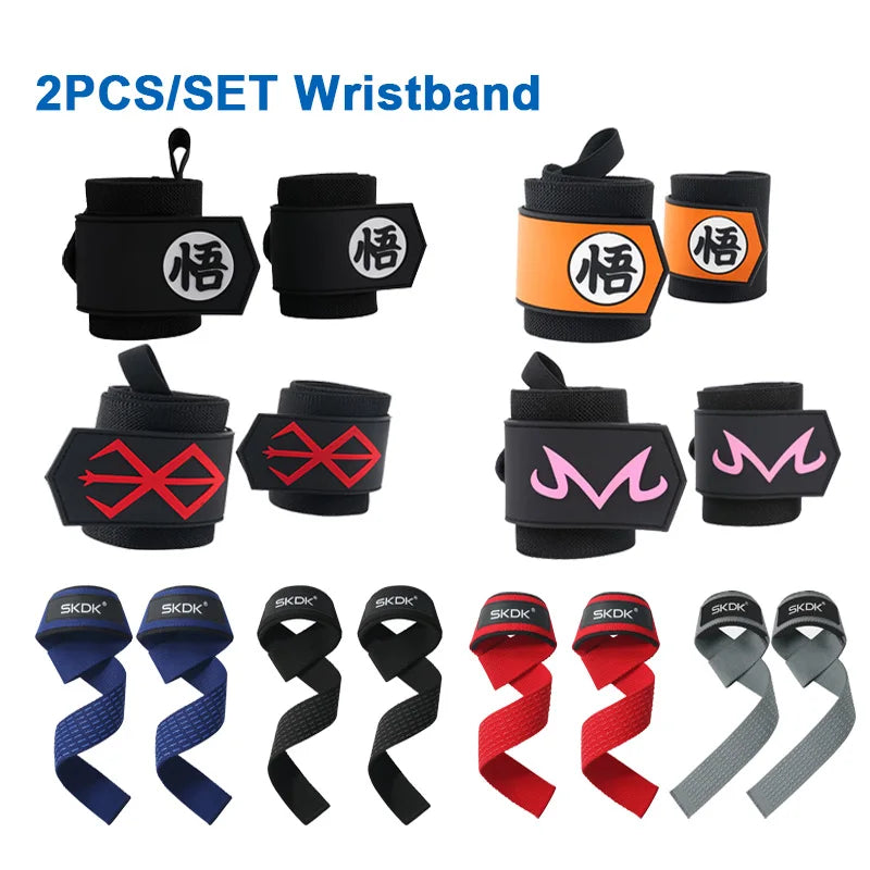 A set of two wristbands featuring various colors and designs for grip and support.