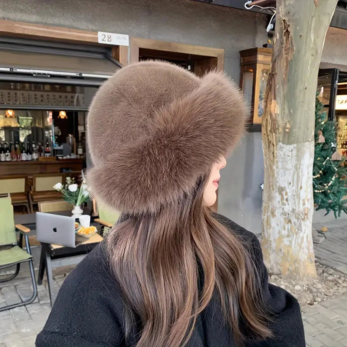 Women's Plush Fur-Trimmed Winter Hat with Ear Protection