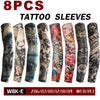 Paquete de ocho mangas elásticas transpirables para tatuajes, protección contra sol y frío