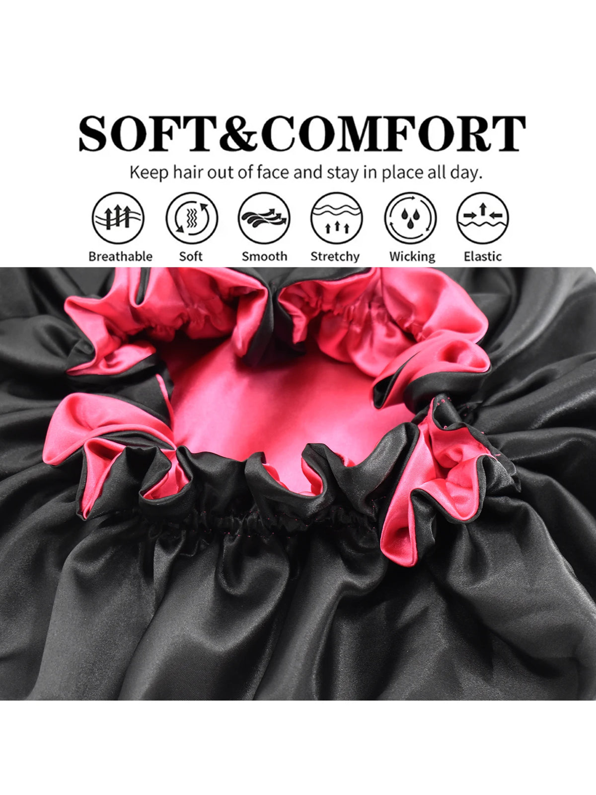 Reversible Satin Sleep Cap with Adjustable Fit