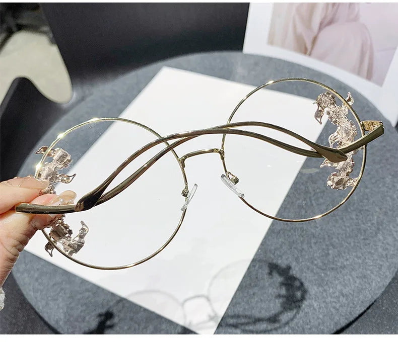 Women's Rhinestone Oversized Round Sunglasses with UV400 Protection