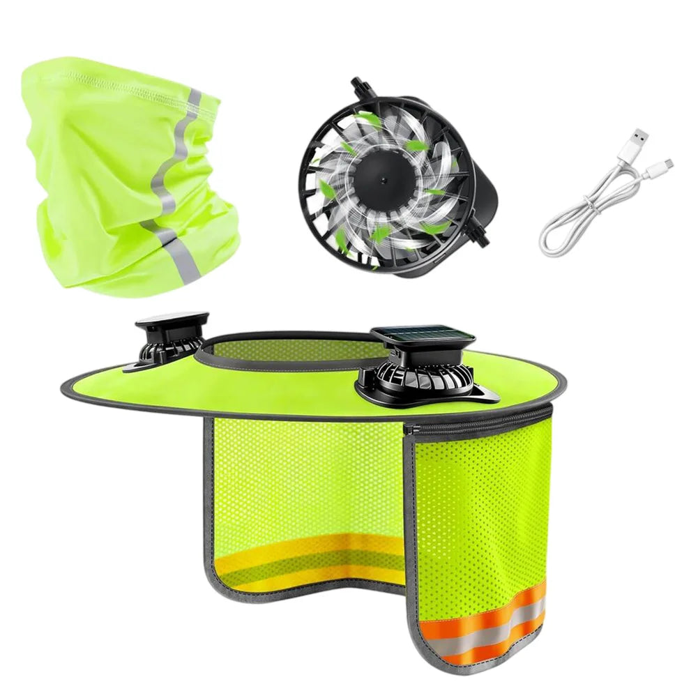 Hard Hat Sun Shade with Dual Cooling Fans for Construction Workers