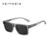 A pair of matte black, classic square polarized sunglasses with silver metal frames.