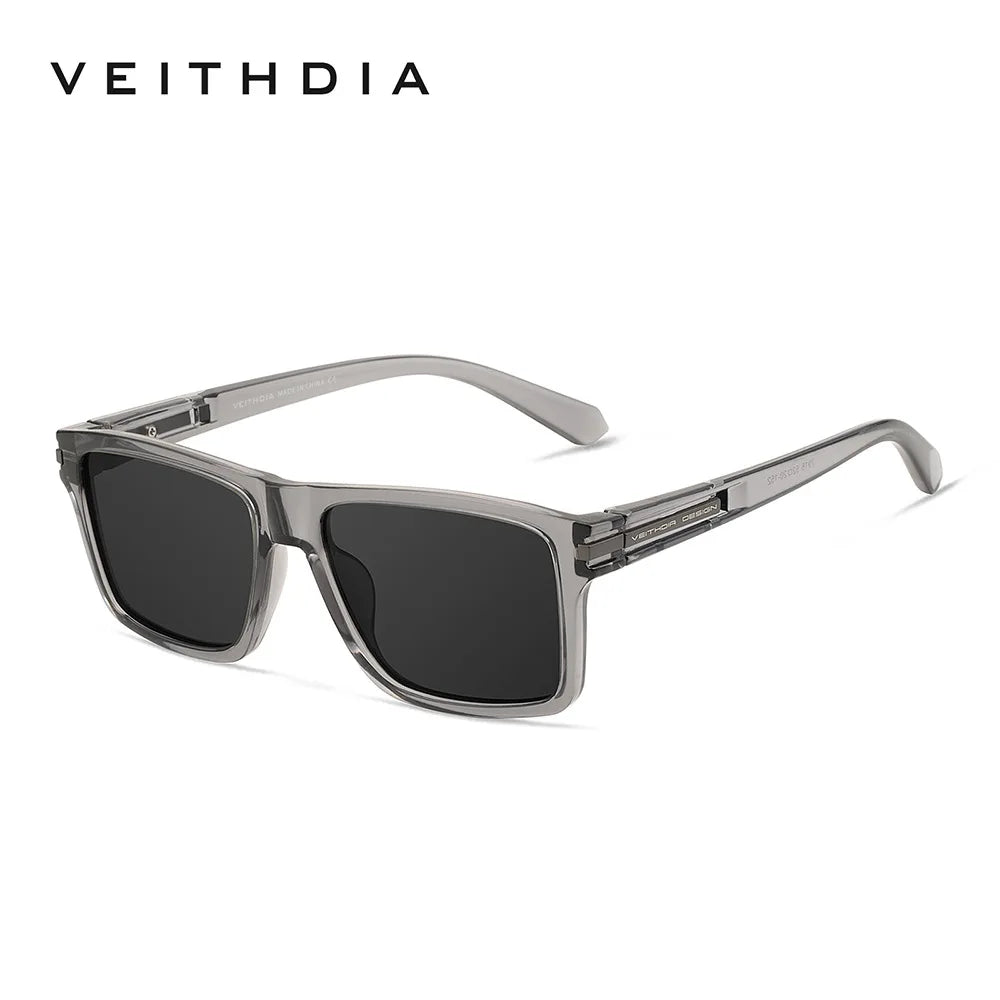 A pair of matte black, classic square polarized sunglasses with silver metal frames.