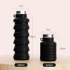 A set of black silicone collapsible travel water bottles, showing a 500ml and a 225ml bottle.