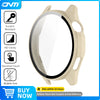 Clear tempered glass screen protector for a Huawei Watch GT 6 displayed on a beige case.