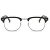 A pair of black and silver retro anti-blue light computer glasses with thick frames.