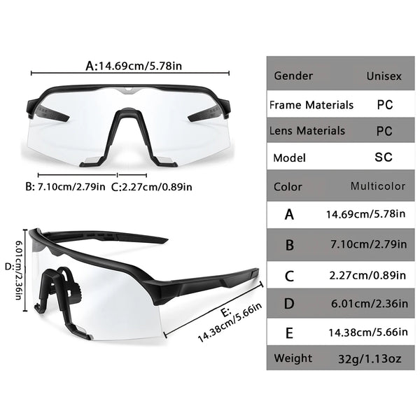 Photochromic Cycling Sunglasses with UV Protection