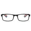 Black folding reading glasses with orange temple tips