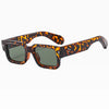 Men's Rivet Anti-Light sunglasses with an orange and black leopard print frame.