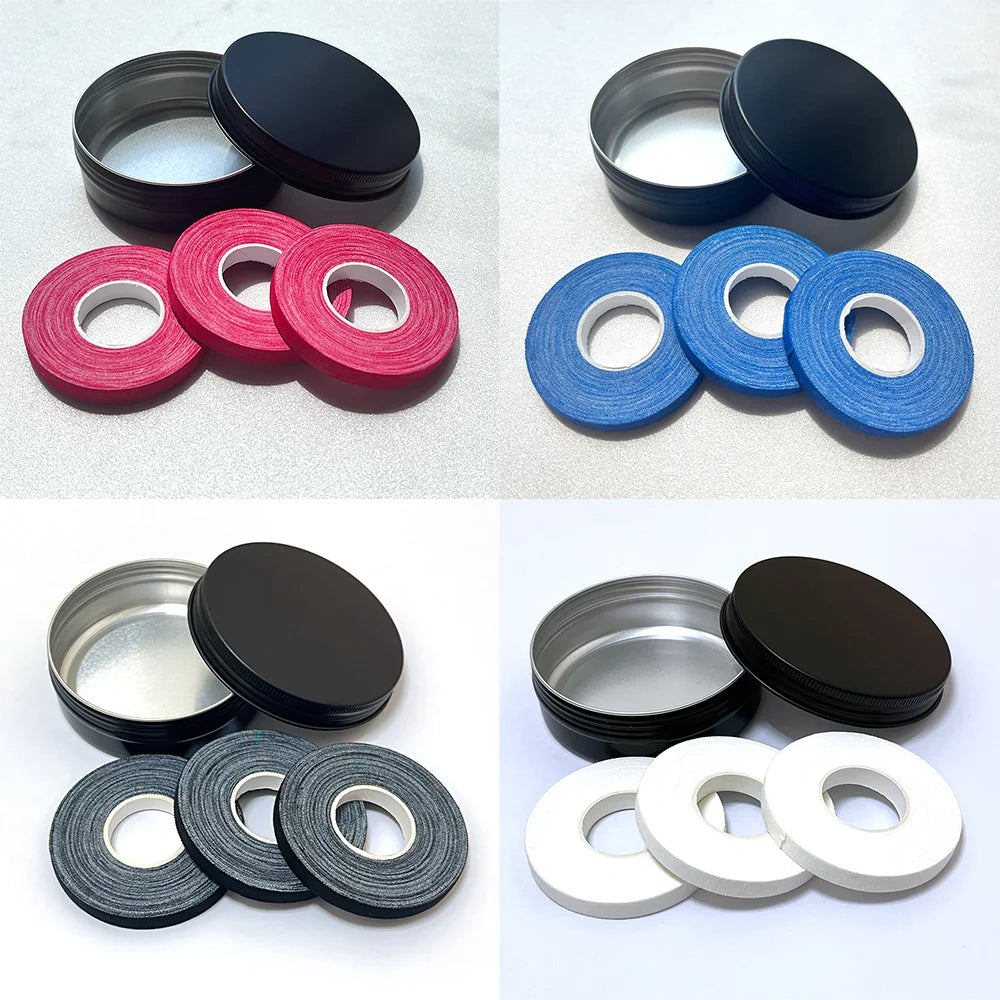 Divers rouleaux de ruban élastique personnalisable pour les doigts en noir, bleu et rose