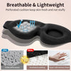 A black perforated cushion used in a sleep mask, showing its breathable and lightweight features.