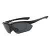 Black polarized sunglasses with a flexible strap and multiple adjustment holes.