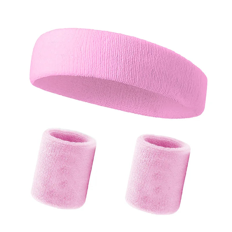 A pink multi-pack of sports headbands for fitness and activity, shown in a rolled and unrolled form.