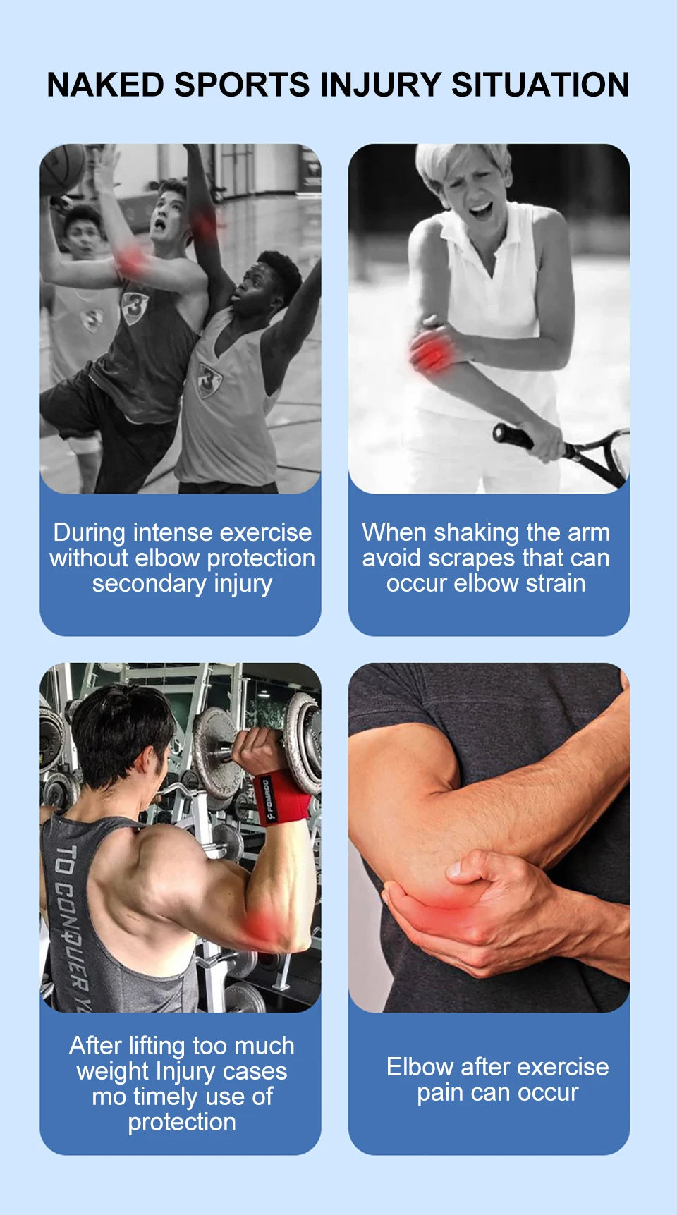 Elastic Elbow Support Sleeve for Sports and Gym