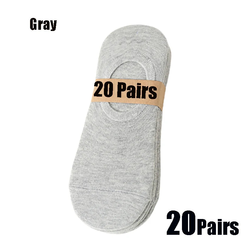 Gray breathable boat socks packaged in a 20 pair quantity