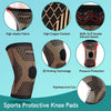 Sports protective knee pads featuring copper fabric, 3D knitting technology, and silicone design for pain relief.