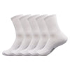 A set of white men's essential warm socks for outdoor activities, displayed in a row.
