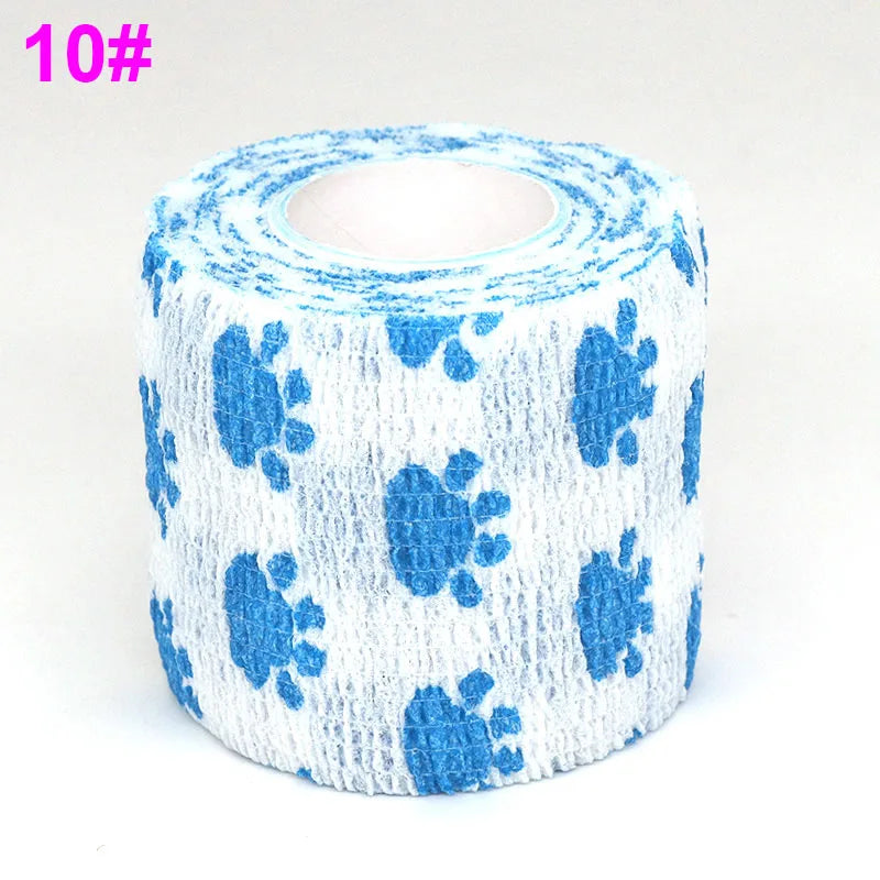 Roll of blue fruit pattern elastic bandage tape for joints
