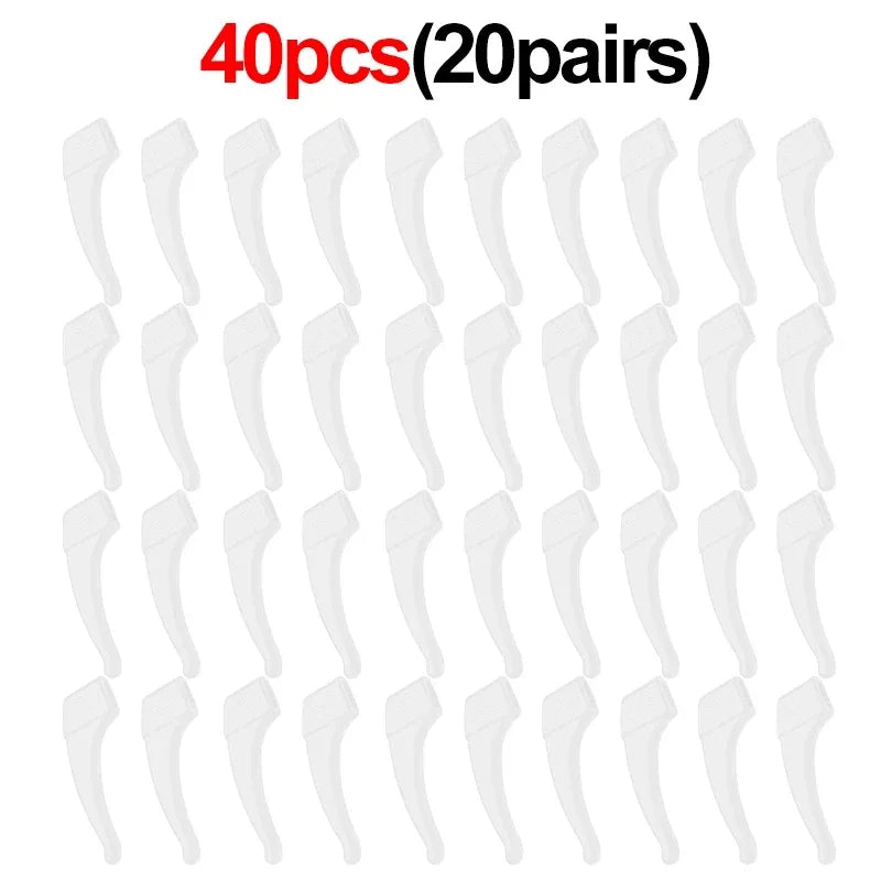 40 pieces of silicone eyeglass ear hooks designed for an anti-slip grip.