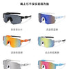 A collection of adjustable square sunglasses in various colors and finishes including black, blue, orange, and pink.