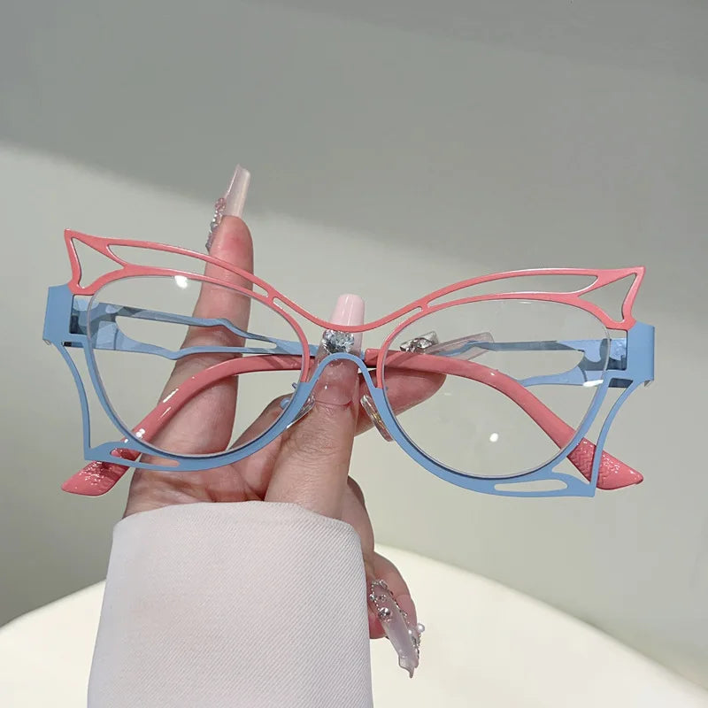 Vintage Oversized Cat Eye Blue Light Glasses for Women