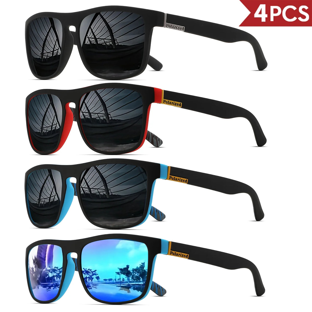 Classic Square Polarized Sunglasses with UV400 Protection for Driving, Fishing & Outdoor Wear