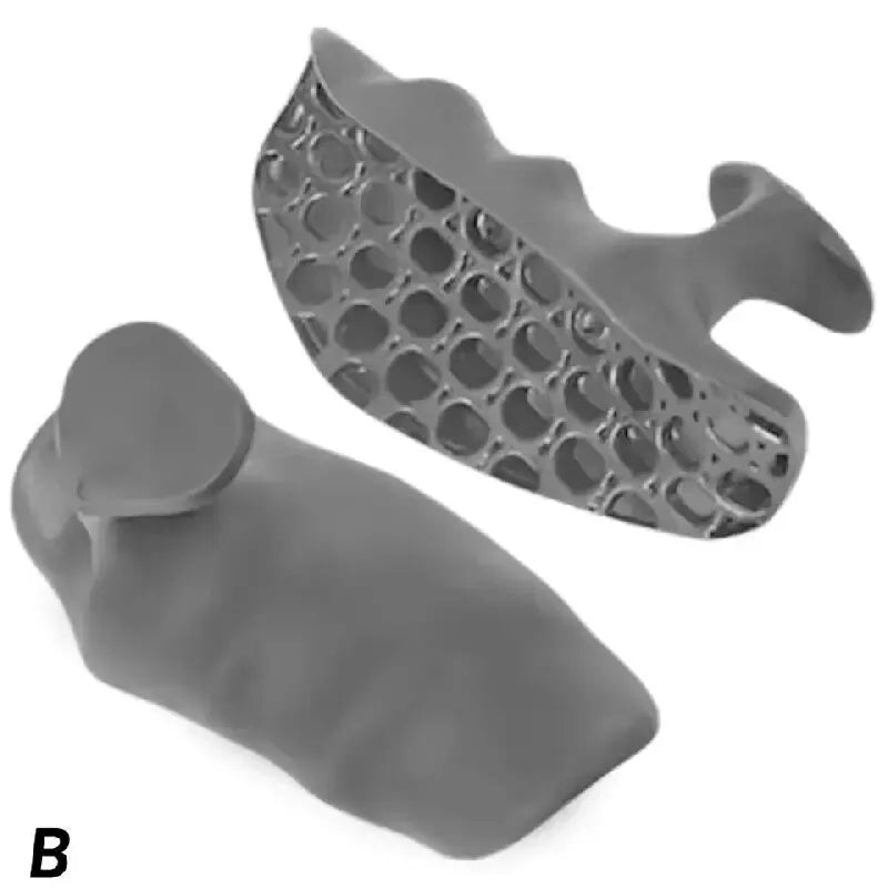 A silicone gym and weightlifting grip glove is shown in two views, one being a close-up of the textured surface and the other