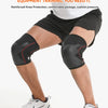 A person wearing black knee sleeves while performing a workout, demonstrating reinforced knee protection.